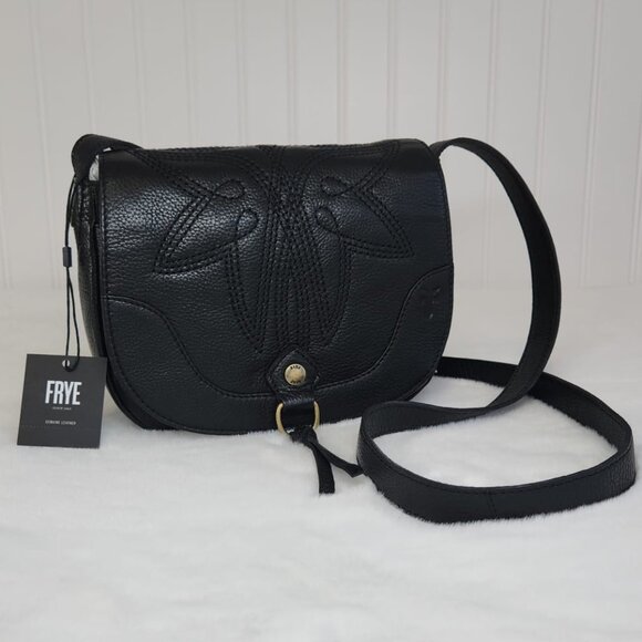 NWT Frye Women's Charlene Leather Small Saddle Bag, Black - Picture 4 of 10